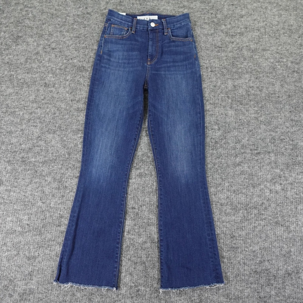 Frank & Eileen Jeans Womens 25 Blue Killian Flare High Rise Frayed Hem Made USA